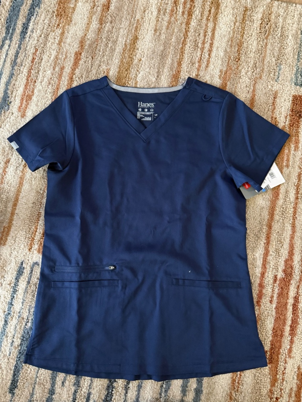 Hanes Navy V-Neck Work Scrub Top